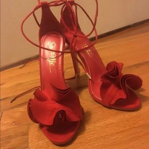 Red Suede Stilettos